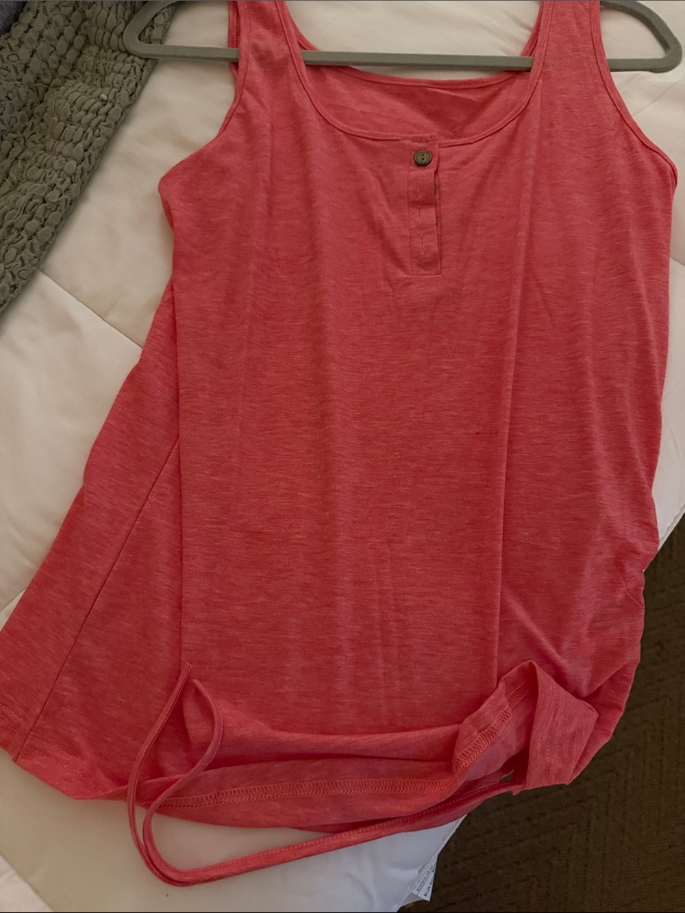 Amazon Women's Coral Scoop Neck Tank with Button Placket (Never Worn)